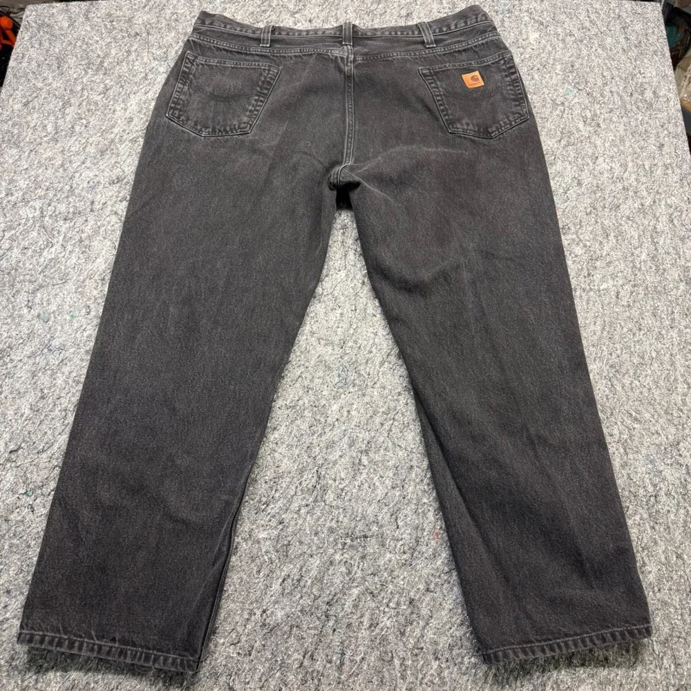 Carhartt Relaxed Fit‎ Straight Leg Black Denim Jeans Mens 44x30 Faded Workwear